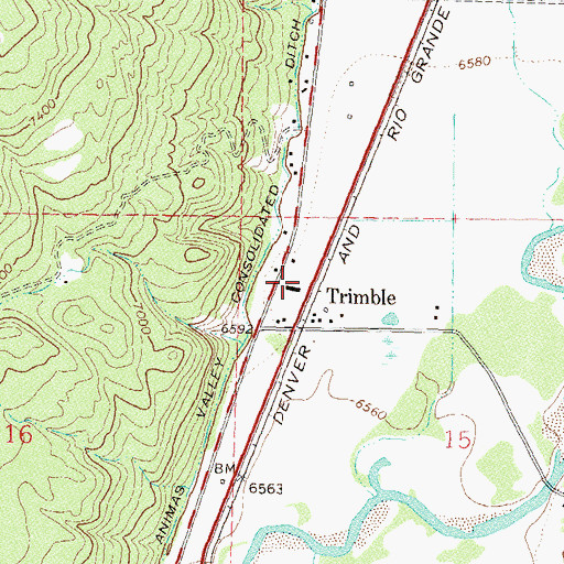 Topographic Map of Poverty Hill Mine, CO