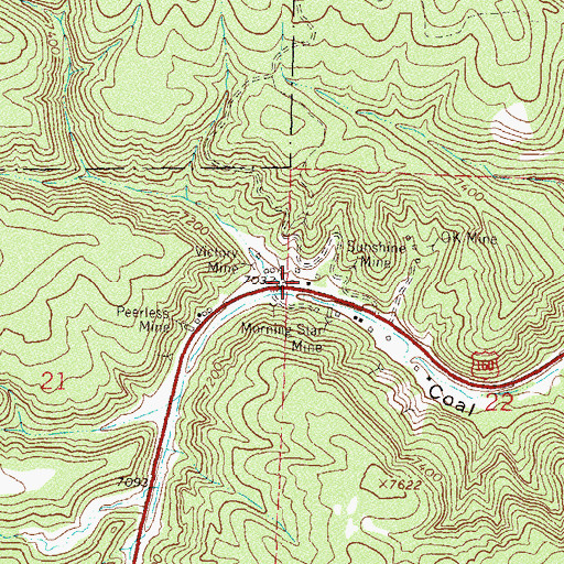 Topographic Map of Bay Coal Mine, CO