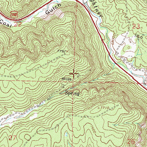 Topographic Map of Castle Number Two Mine, CO