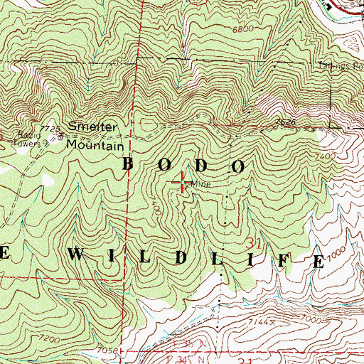 Topographic Map of San Juan Mine, CO