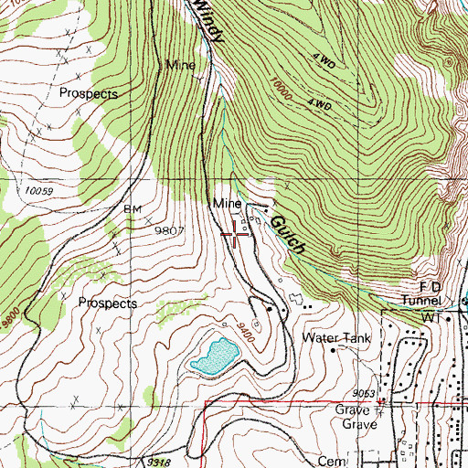Topographic Map of Bulldog Mine, CO