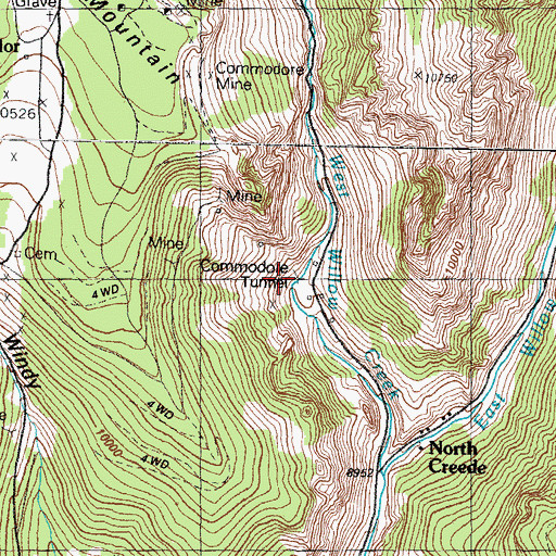 Topographic Map of Emperius Mine, CO