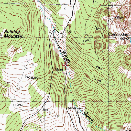 Topographic Map of Conejos Mine, CO