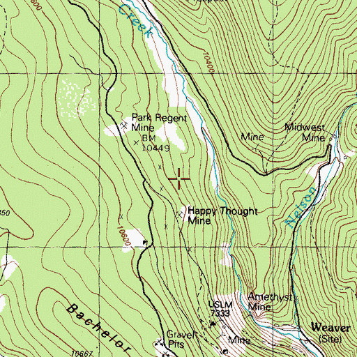Topographic Map of Happy Thought Mine, CO