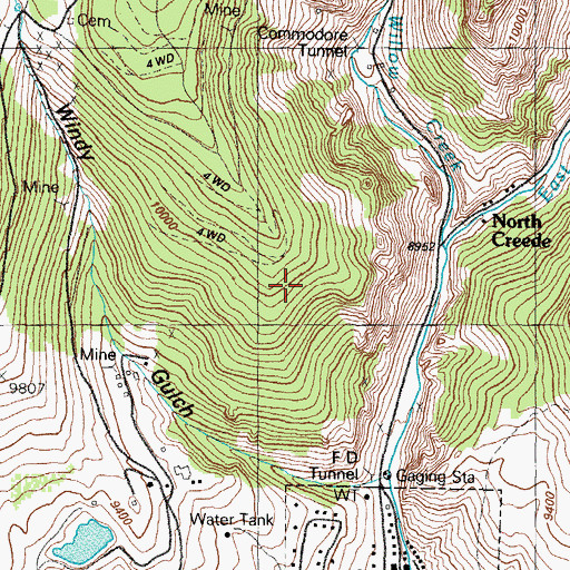 Topographic Map of Mustang Mine, CO