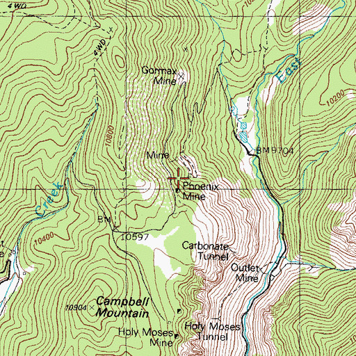 Topographic Map of Palo Alto Tunnel Mine, CO