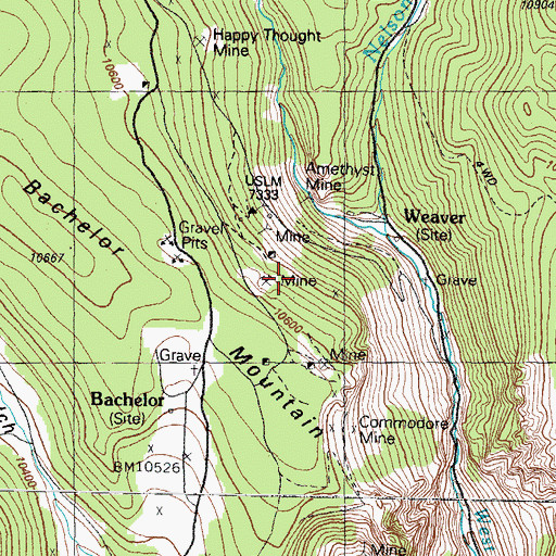 Topographic Map of Sloan Tunnel Mine, CO