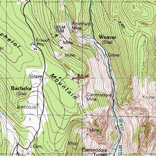 Topographic Map of United Mines Shaft, CO