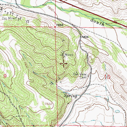 Topographic Map of Oakdale Mine, CO