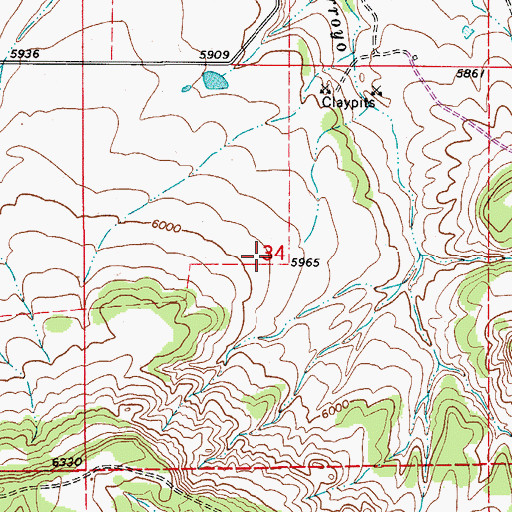 Topographic Map of Cedarwood Clay Mine, CO