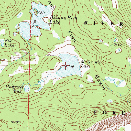 Topographic Map of McGinnis Lake, CO