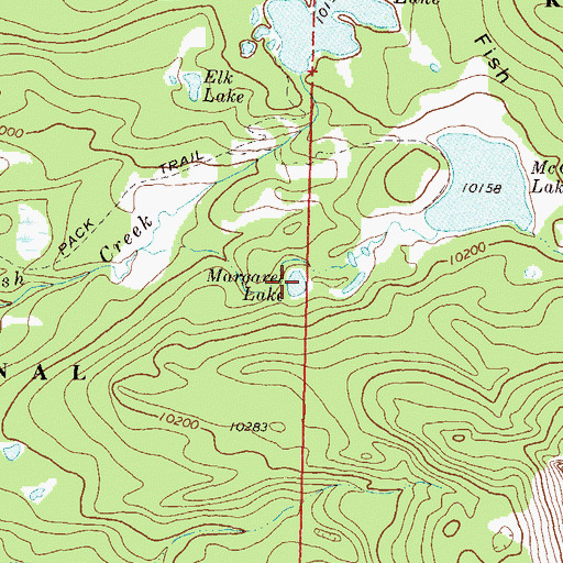 Topographic Map of Margaret Lake, CO