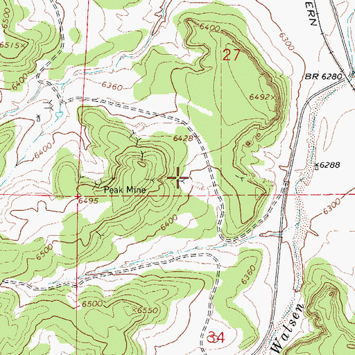 Topographic Map of Round Oak Mine, CO