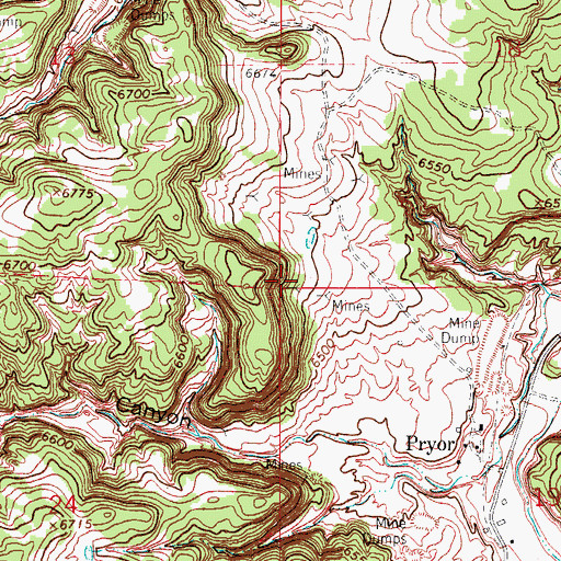 Topographic Map of New Pryor Mine, CO