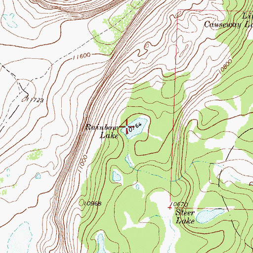 Topographic Map of Rainbow Lake, CO