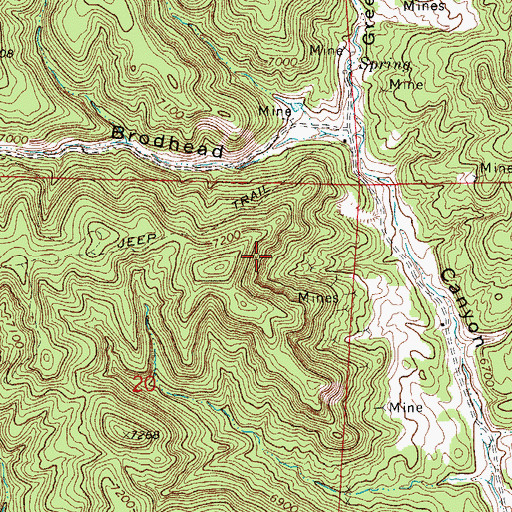 Topographic Map of Green Canyon Mines, CO