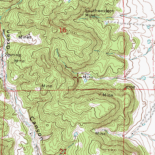 Topographic Map of Weeks Mine, CO