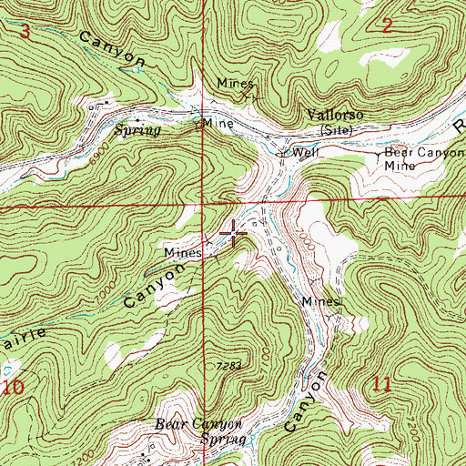Topographic Map of Prairie Canon Mines, CO