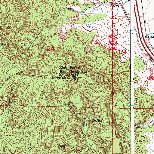 Topographic Map of Bowen Mine, CO