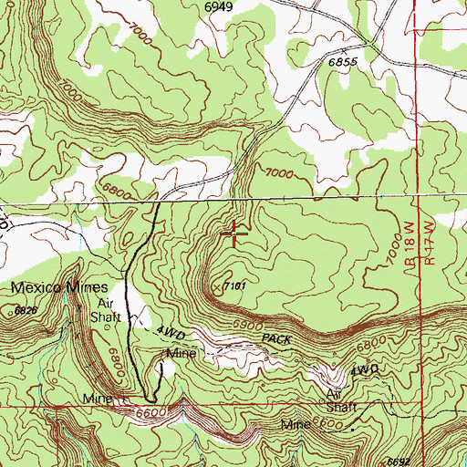 Topographic Map of Breezy Mine, CO