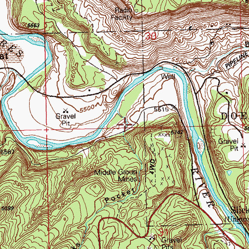 Topographic Map of Burro Tunnel Mine, CO