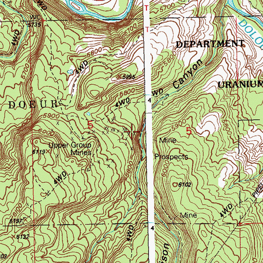Topographic Map of Black Fox Mine, CO
