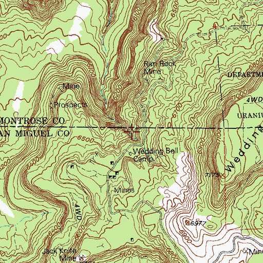 Topographic Map of Blue Moon Mine, CO