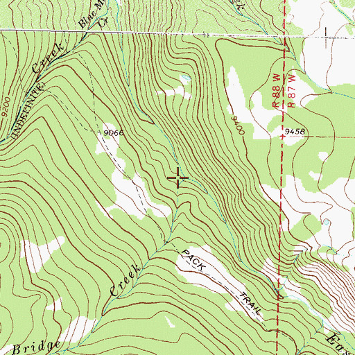 Topographic Map of Bridge Creek, CO