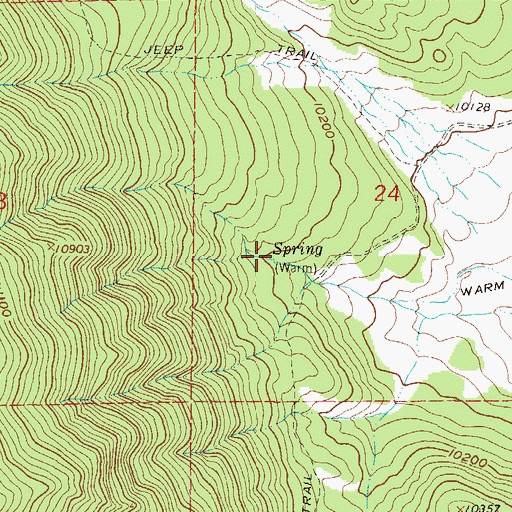 Topographic Map of Rhodes Warm Springs, CO
