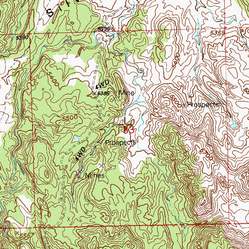 Topographic Map of Redbird Mine, CO