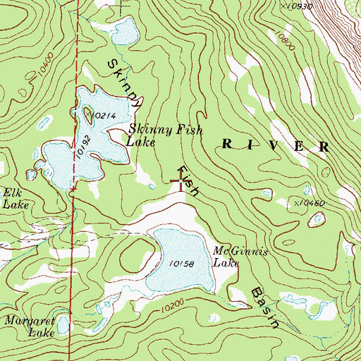 Topographic Map of Skinny Fish Basin, CO