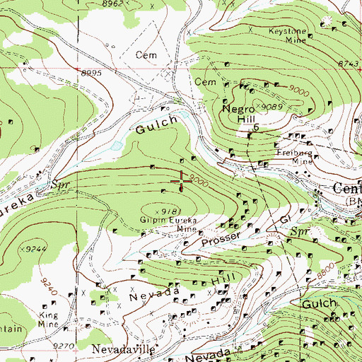 Topographic Map of Bullion Mine, CO