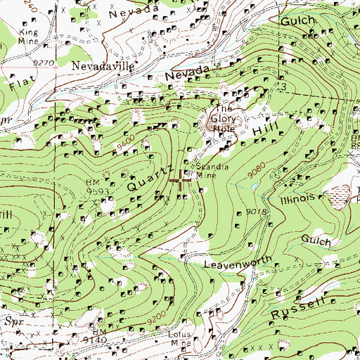 Topographic Map of Telegraph Mine, CO