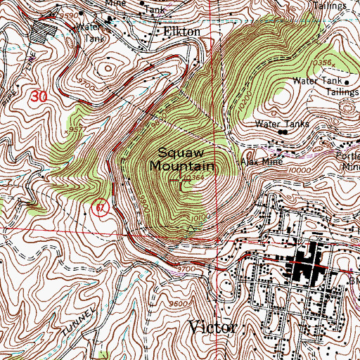 Topographic Map of Columbine Tunnel Mine, CO
