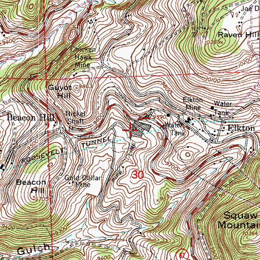 Topographic Map of Cripple Creek District Mine, CO