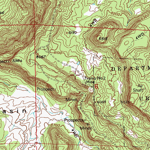 Topographic Map of Tramp Dumps Mine, CO