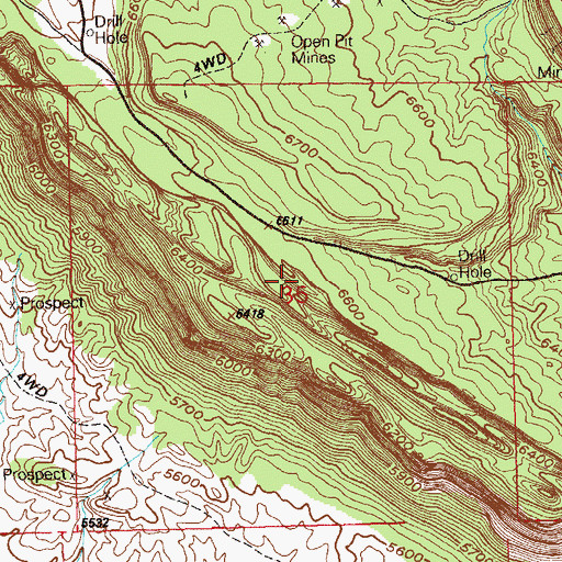 Topographic Map of Rainy Day Mine, CO