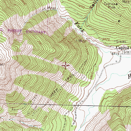 Topographic Map of Excelsior Mine, CO