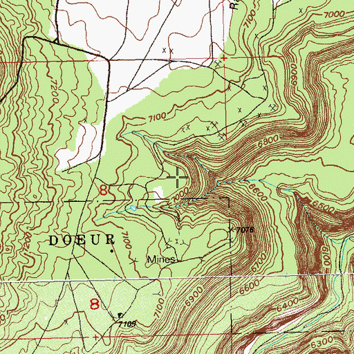 Topographic Map of Martha Sue Mine, CO