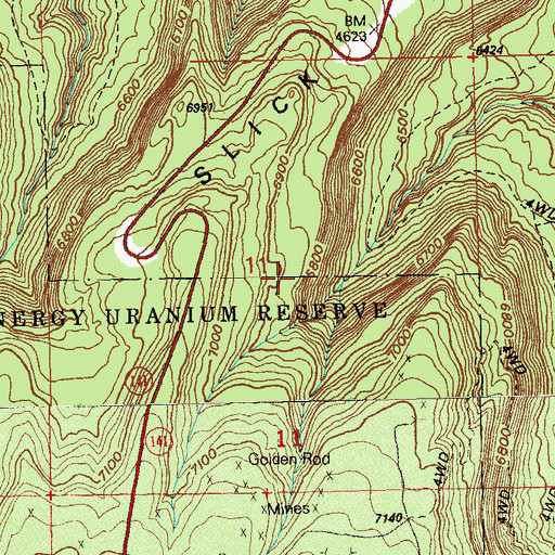 Topographic Map of Golden Rod One Mine, CO