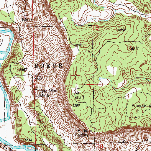Topographic Map of Northern Light Mine, CO