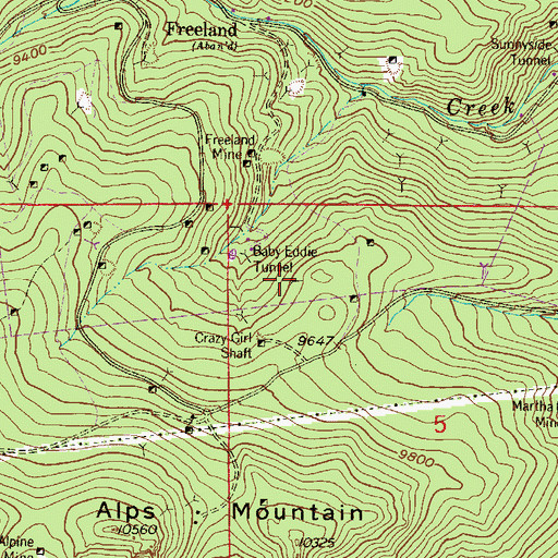 Topographic Map of Alabama Tunnel Mine, CO