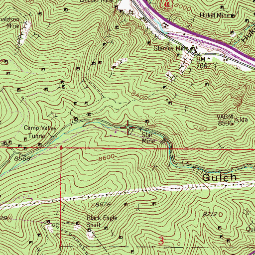 Topographic Map of Red Lion Mine, CO