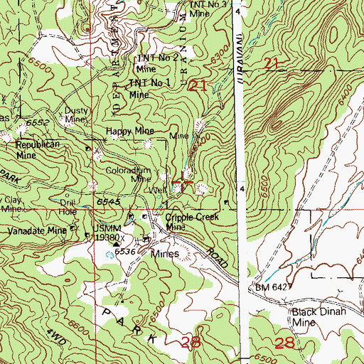 Topographic Map of Grace Mine, CO