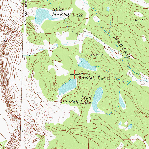 Topographic Map of Twin Mandall Lakes, CO