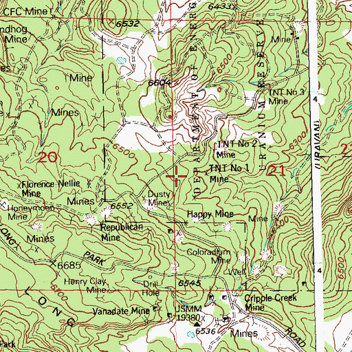 Topographic Map of Dynamite Mine, CO