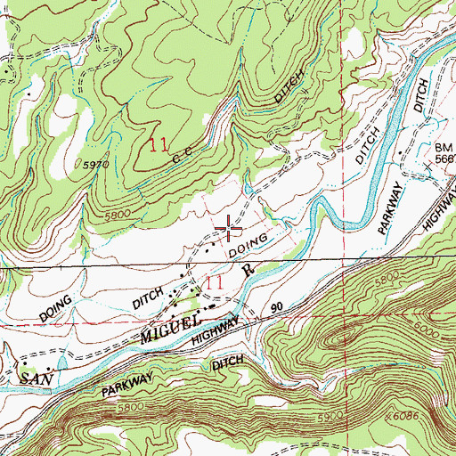 Topographic Map of Goulding Mine, CO