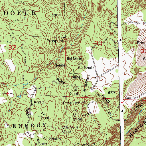 Topographic Map of Lucky Boulder Mine, CO