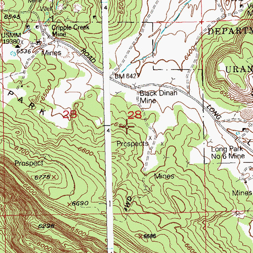 Topographic Map of Mineral Park Mine, CO