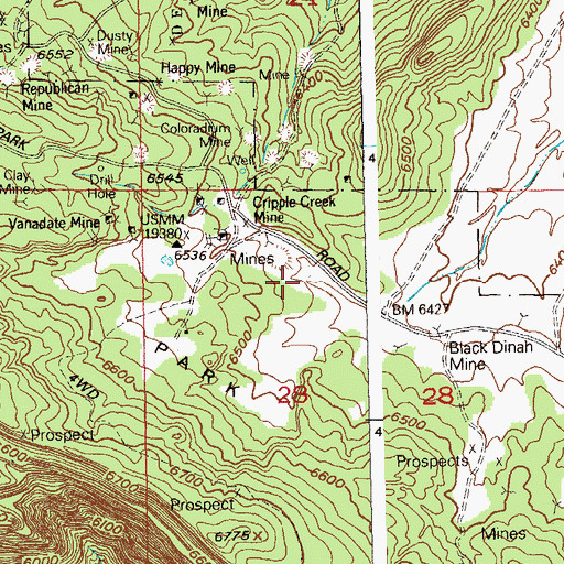 Topographic Map of Sunshine Mine, CO